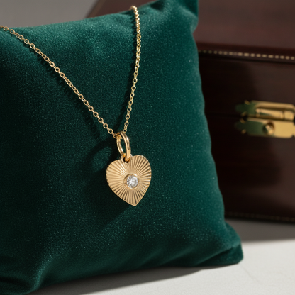PFA33294. 14K Solid Gold Heart Shape Diamond Necklace