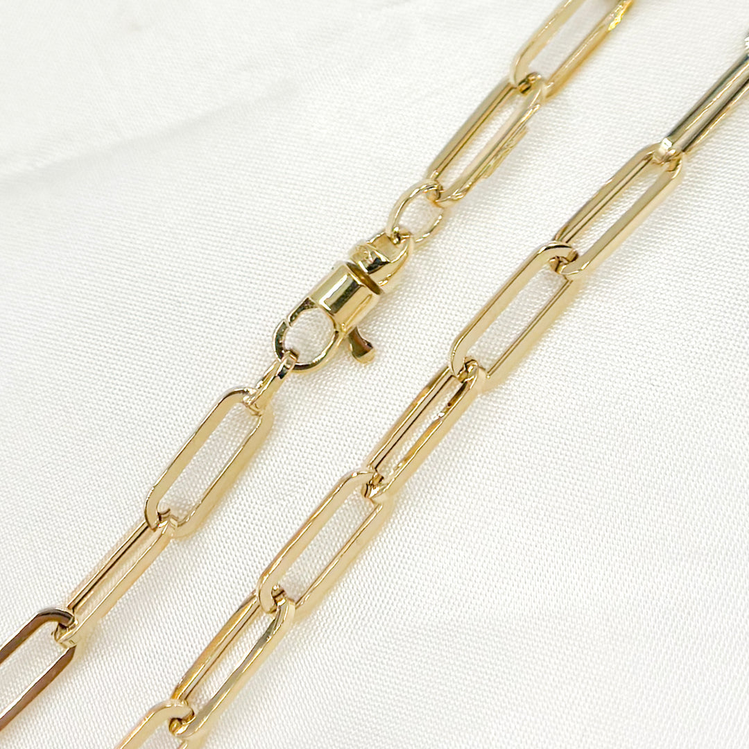 568/535/G. 14K Yellow Gold Hollow Flat Paperclip Chain