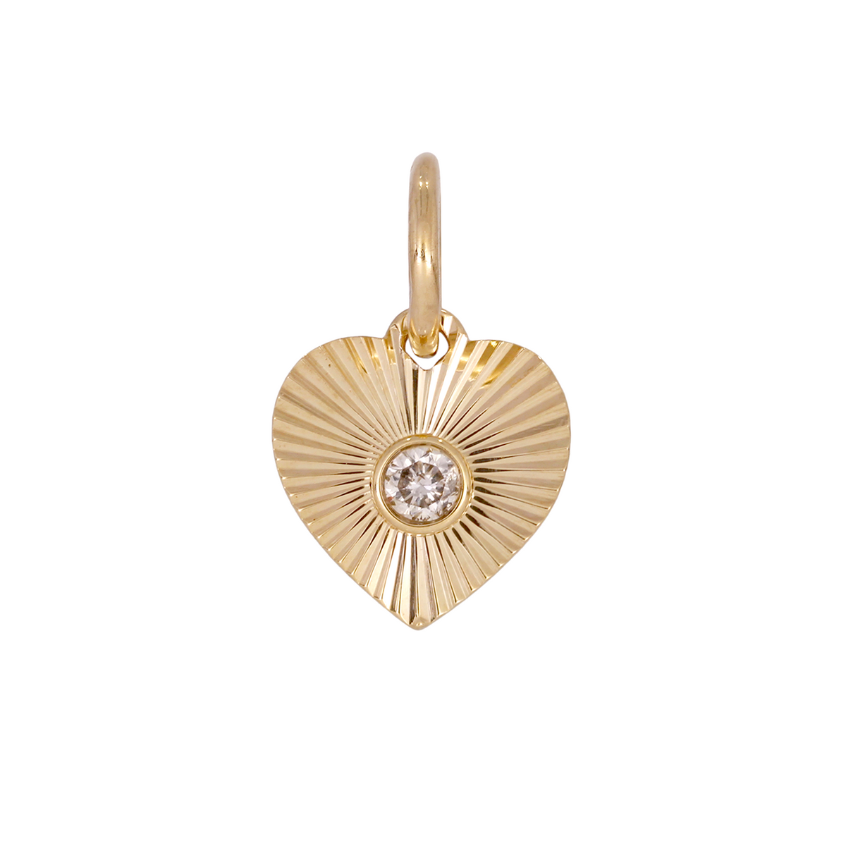 14K Solid Gold Heart Shape Diamond Charm