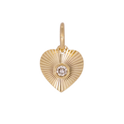 14K Solid Gold Heart Shape Diamond Charm