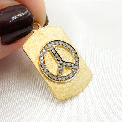 Silver Rectangle Peace Pendant