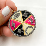 Load image into Gallery viewer, DP534A. Diamond Sterling Silver Lucky Round Enamel Pendant
