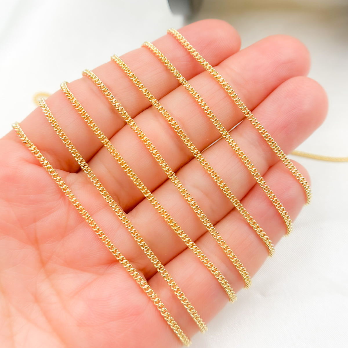 14K Solid Gold Smooth Curb Chain