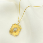 Load image into Gallery viewer, 14K Solid Gold Charm Rectangular Pendant with Diamonds. CGDP47
