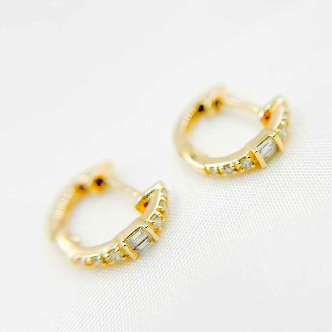 14K Solid Gold Diamond Huggies. HP402529