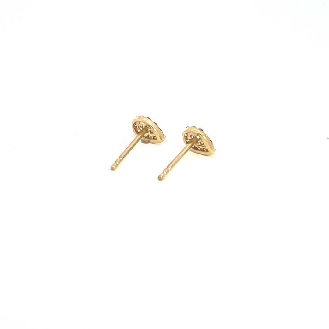 GDT02. 14k Solid Yellow Gold Diamond Drop Studs