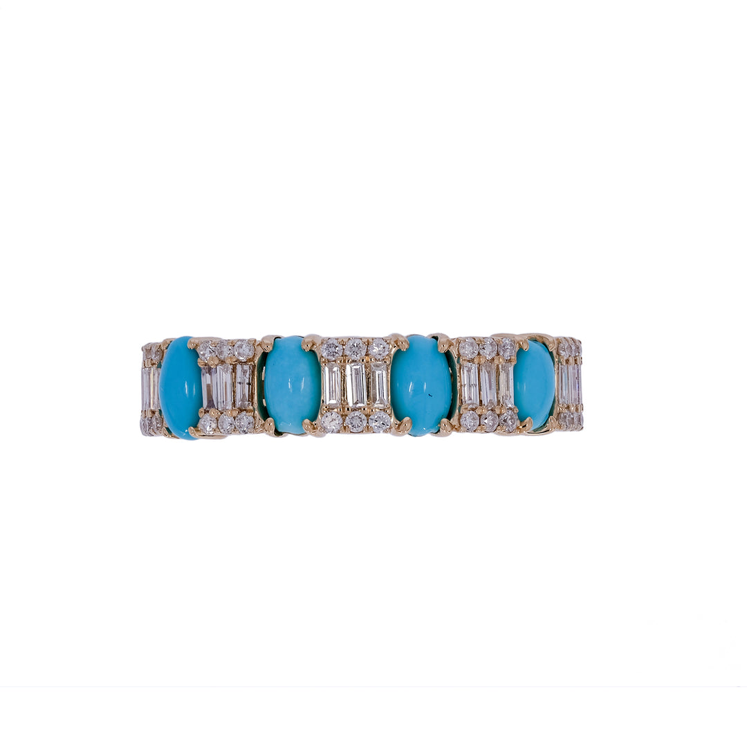 RAF01372TQ. 18K Solid Gold Diamond & Turquoise Ring
