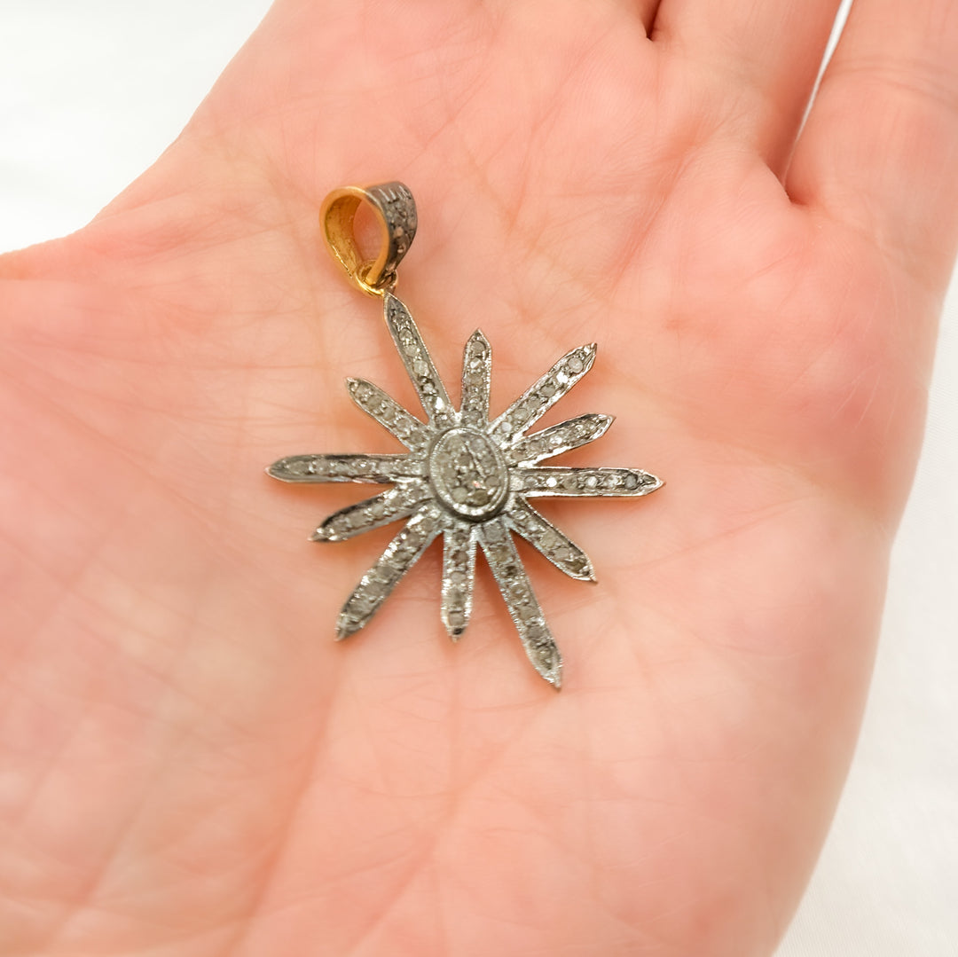 DP278. Diamond & Sterling Silver Sun Pendant