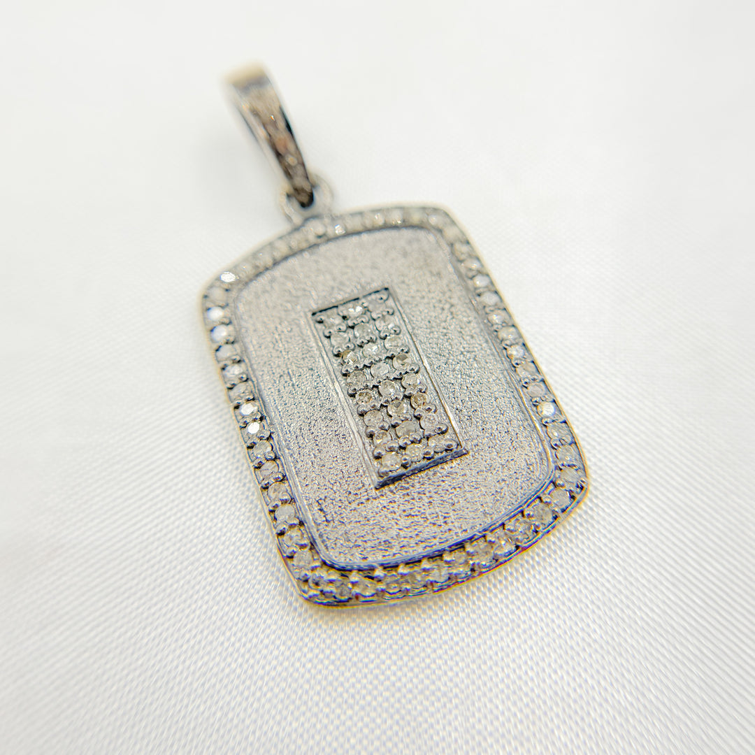 DP148. Diamond & Sterling Silver Rectangle Pendant