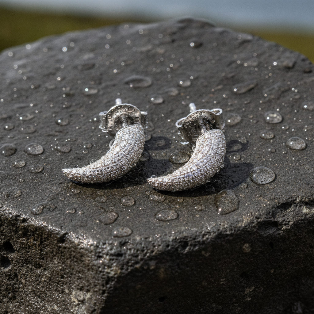 EFI53689. 14k Solid Gold Diamond Horn Studs Earrings