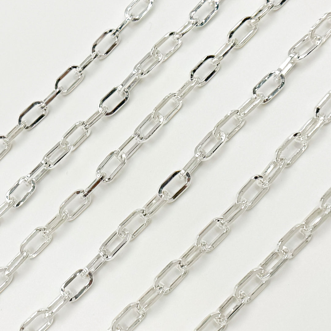 V137SS. Sterling Silver Flat Paperclip Chain