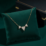 Load image into Gallery viewer, NT402973. 14K Solid Gold 3 Hearts Dainty Tiny Necklace