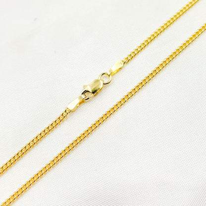 14K Solid Gold Smooth Curb Link Chain