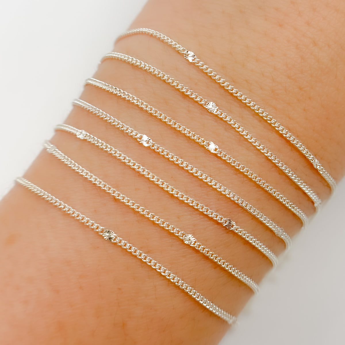 Buy Sterling Silver Satellite Curb & Diamond Cut Marina Link Chain