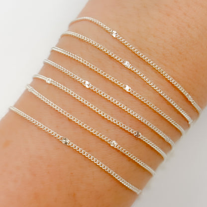 Buy Sterling Silver Satellite Curb & Diamond Cut Marina Link Chain