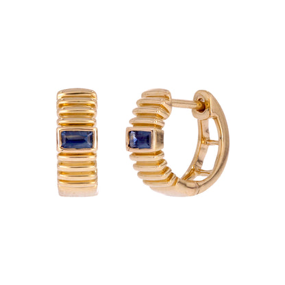 EHZ57170. 14k Solid Gold Gemstone Huggies