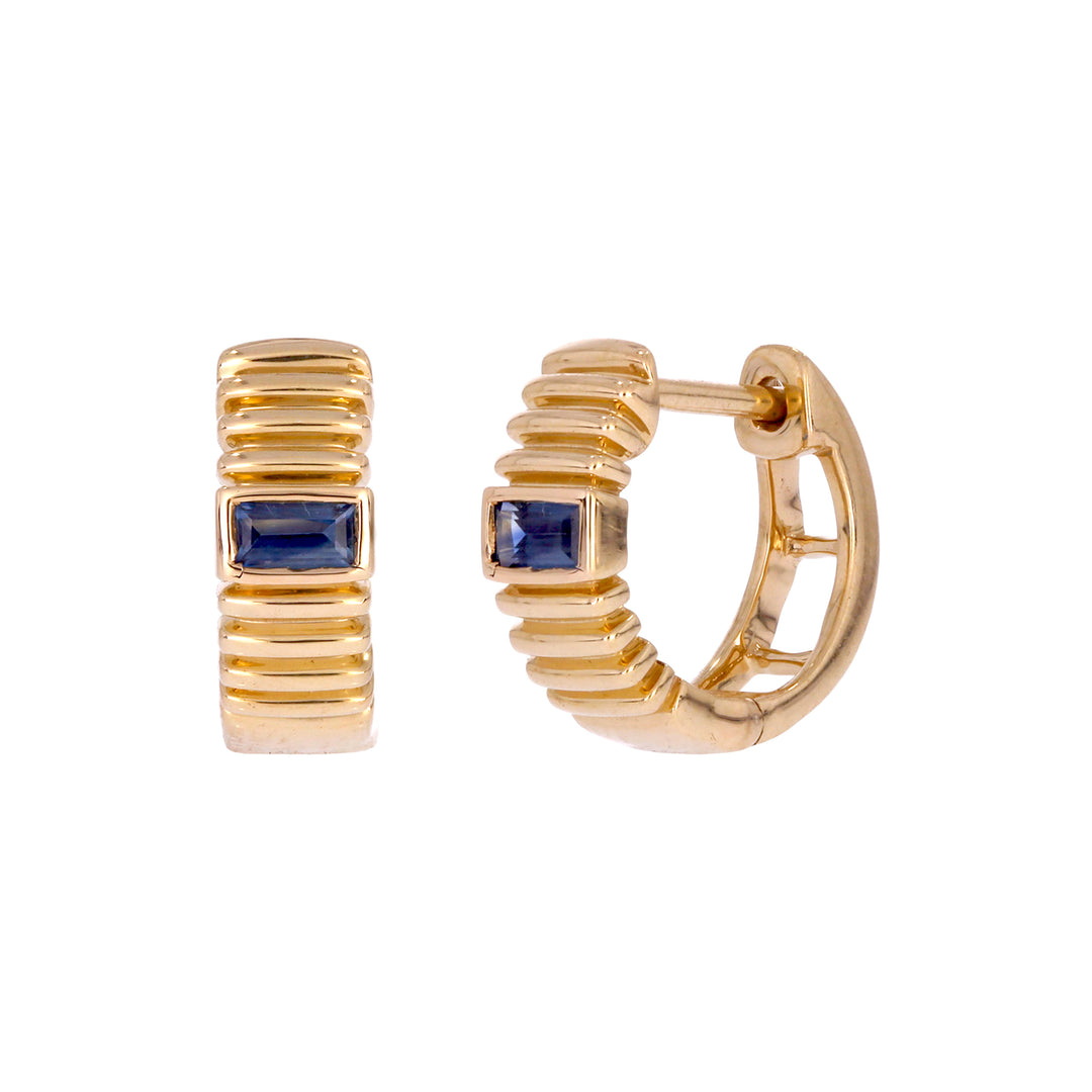 EHZ57170. 14k Solid Gold Gemstone Huggies