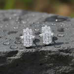 Load image into Gallery viewer, EFC54276. 14K Solid Gold Diamond Hamsa Hand Studs