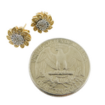 Load image into Gallery viewer, 14K Solid Gold and Diamonds Flower Earrings. EFB51035
