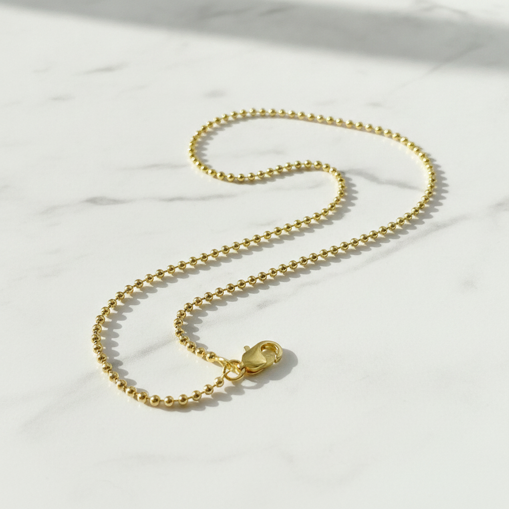 200CP. 14k Solid Yellow Gold Bead Chain