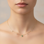 Load image into Gallery viewer, NFL72715EM. 14K Solid Gold Diamond and Emerald Necklace