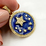 Load image into Gallery viewer, DP517A. Diamond Sterling Silver Star Round Enamel Pendant
