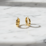 Load image into Gallery viewer, GER145. 14K Hollow Gold Textured Hoop Earrings
