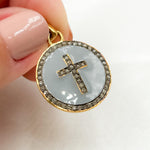 Load image into Gallery viewer, DC548A. Diamond Sterling Silver Round Cross Enamel Pendant
