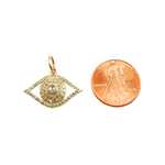 Load image into Gallery viewer, 14K Solid Gold Charm. Evil Eye Pendant with Diamonds. KG71
