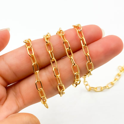 40061P1TGF. 14k Gold Filled Elongated Cable Twisted and Plain Link Chain