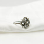 Load image into Gallery viewer, DE015. Diamond Black Rhodium Sterling Silver Flower Ring