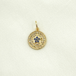 Load image into Gallery viewer, 14K Solid Gold Diamond and Gemstone Star Circle Charm. GDP366
