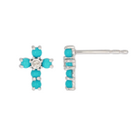 Load image into Gallery viewer, Buy 14K Solid Yellow Gold Turquoise and Diamond Stud Earrings