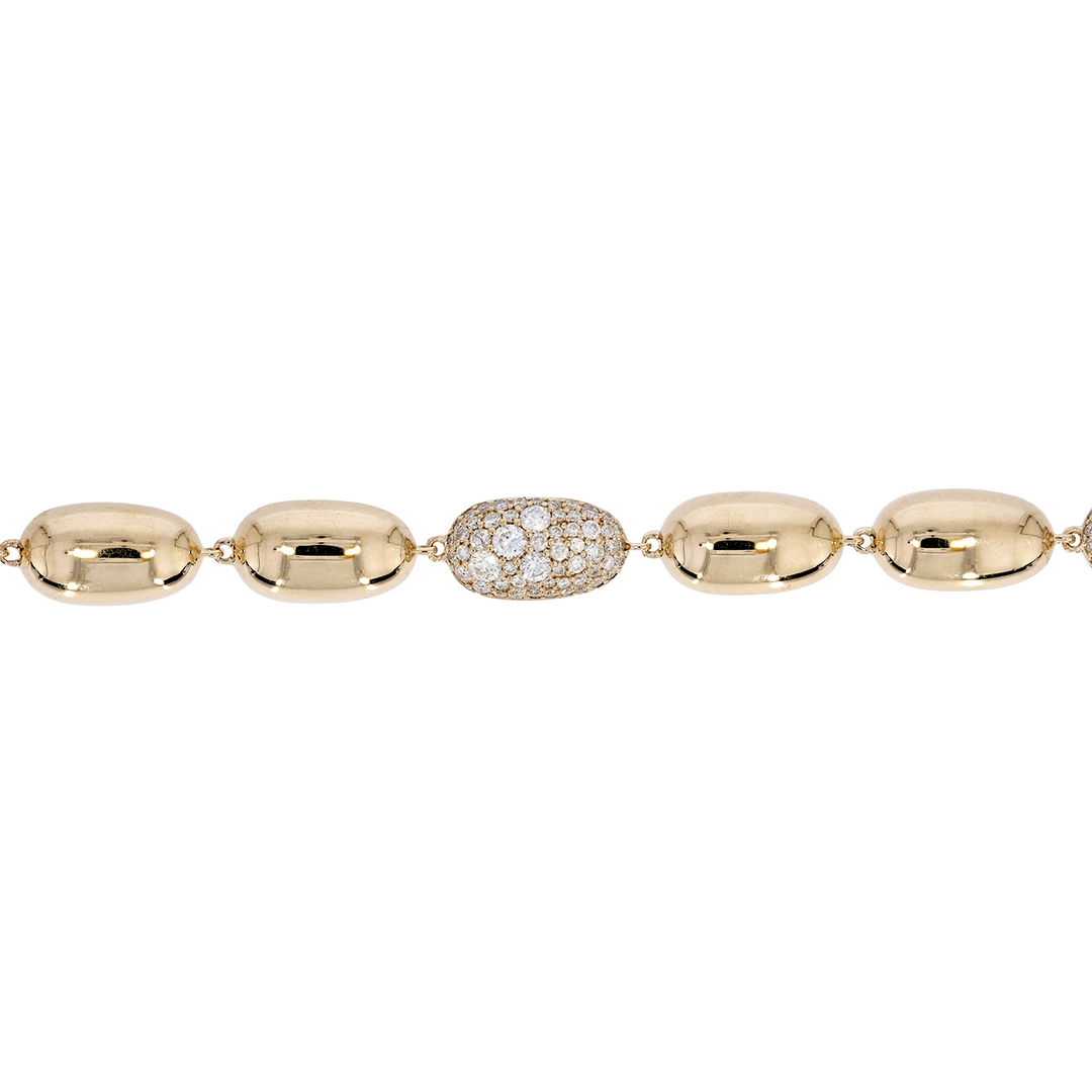 BFN61269. 14k Solid Gold Diamond Oval Bracelet