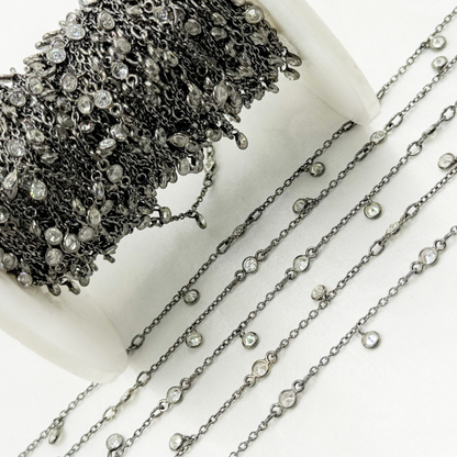 Cubic Zirconia Round Shape Dangle and connected Wire Chain. CZ70