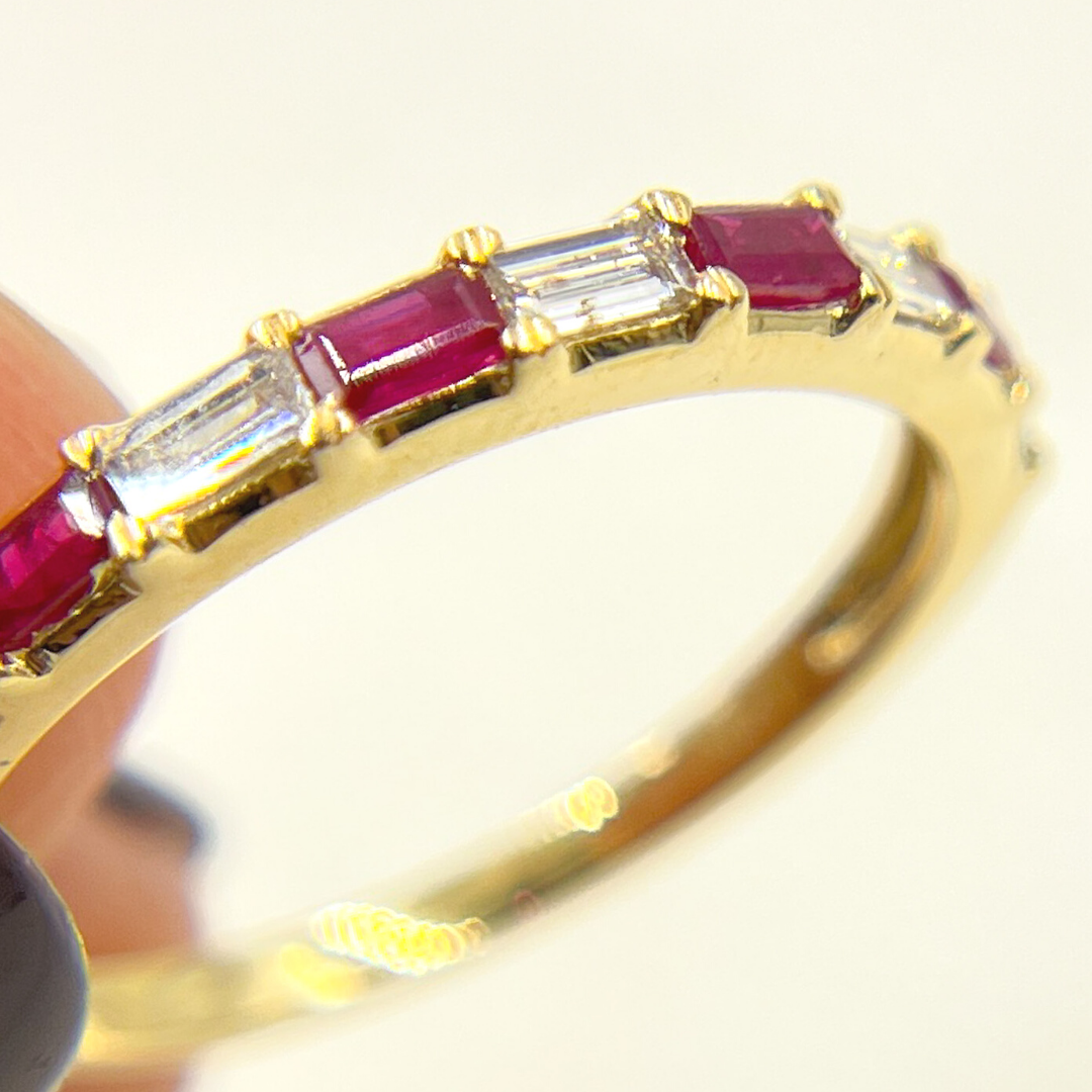 14K Solid Yellow Gold Diamond and Ruby Ring. RAD01371RU