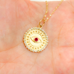 Load image into Gallery viewer, 14K Solid Gold Diamond Evil Eye Circle Charm. GDP436
