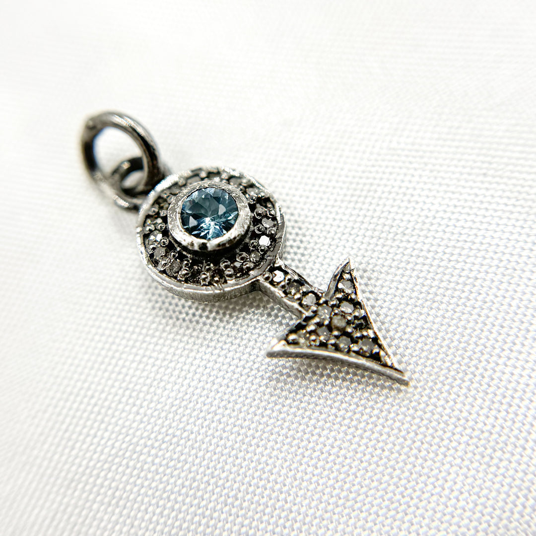 DC364. Diamond Silver Arrow Mini Charm with Gemstone