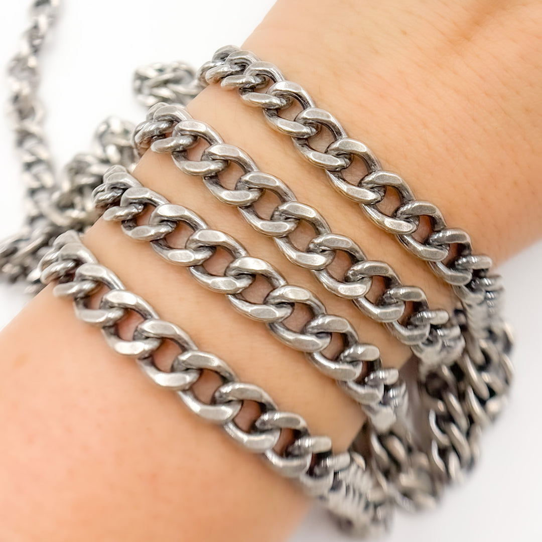 960OX. Oxidized Sterling Silver Thick Curb Chain