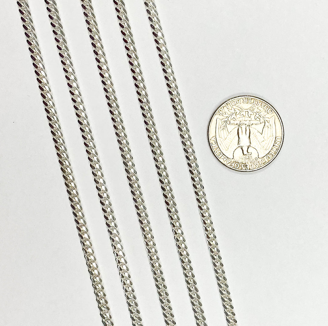 925 Sterling Silver Flat Curb Chain. Z72SS