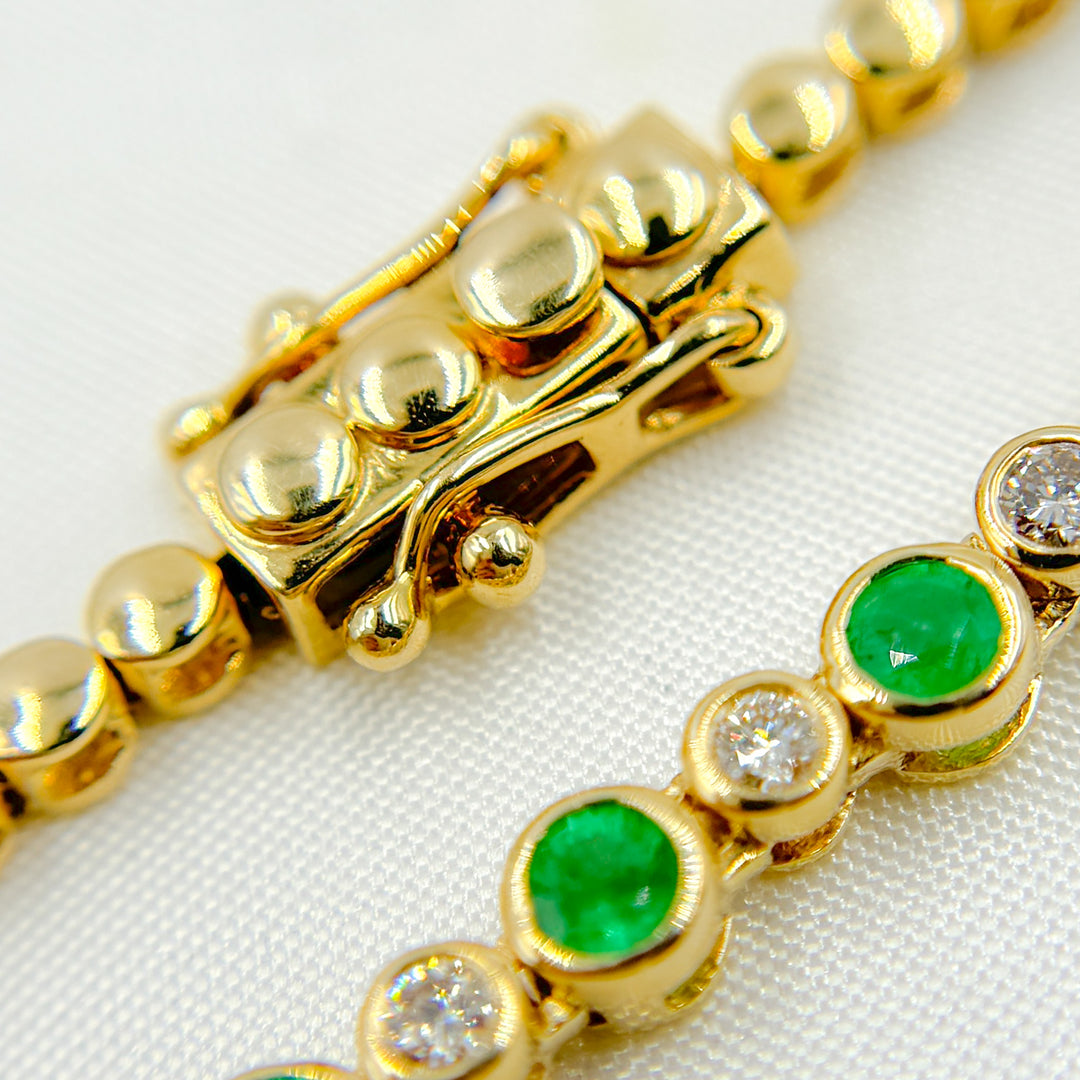 14K Solid Gold Emerald and Diamond Necklace. NFM70972EM
