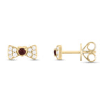 Load image into Gallery viewer, ER421151. 14K Solid Gold Diamond and Gemstone Coquette Bow Studs
