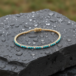 Load image into Gallery viewer, BTF65354TQ18K. 18K Solid Gold Diamond &amp; Turquoise Bracelet