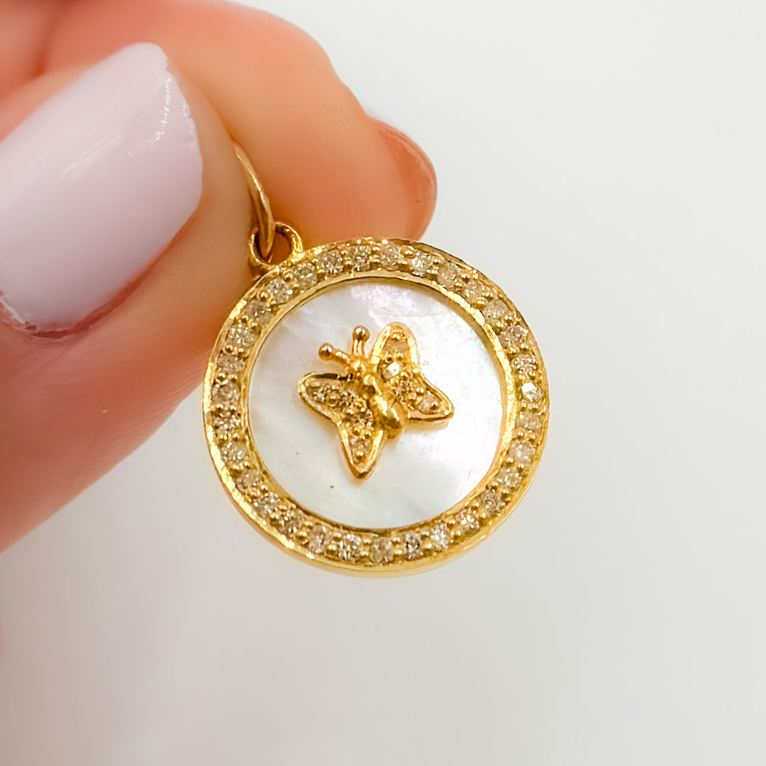 Shop 14K Gold Round Butterfly Pendant