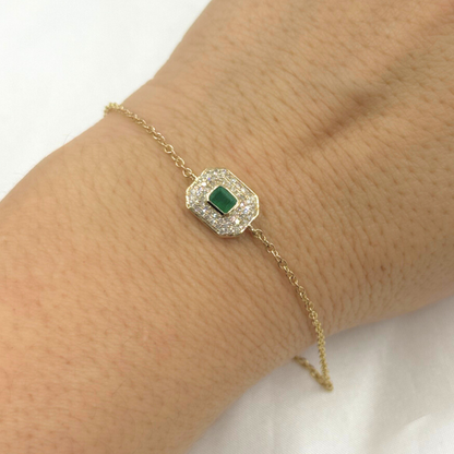 BFK60619EM. 14k Solid Gold Diamond and Gemstone Bracelet