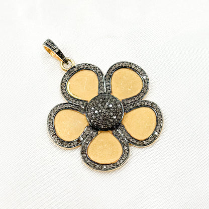 DP173. Diamond Sterling Silver Flower Pendant