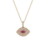 Load image into Gallery viewer, CP97269RU6X3. 14K Solid Gold Diamond and Gemstone Evil Eye Necklace