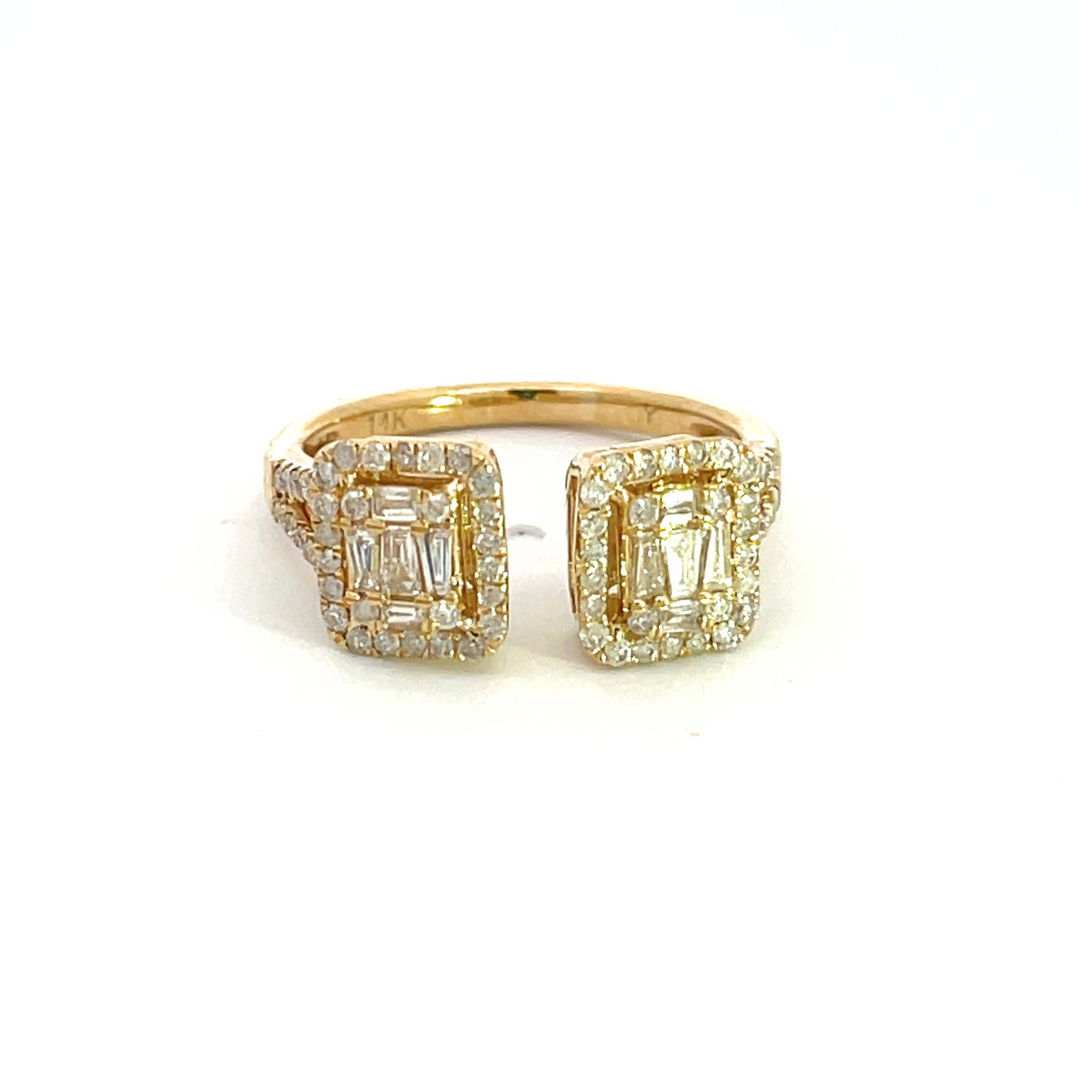 14K Solid Gold Rectangle Diamond Baguette Ring. RFI17435