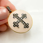 Load image into Gallery viewer, DP445A. Diamond Sterling Silver Round Cross Enamel Pendant
