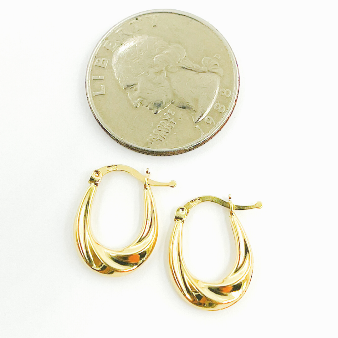 GER130. 14K Solid Gold Twisted Hoop